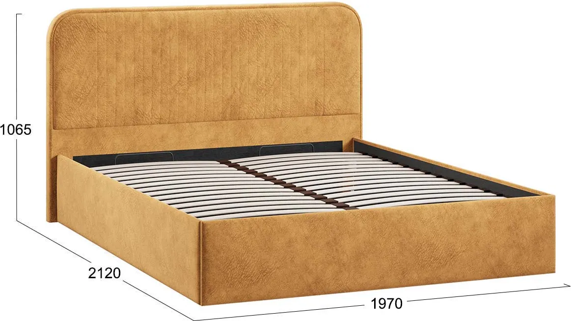 Двуспальная кровать ТриЯ Тиффани c ПМ 180x200 Тип 1 и заглушиной (микровелюр Wellmart Yellow) — фото 4