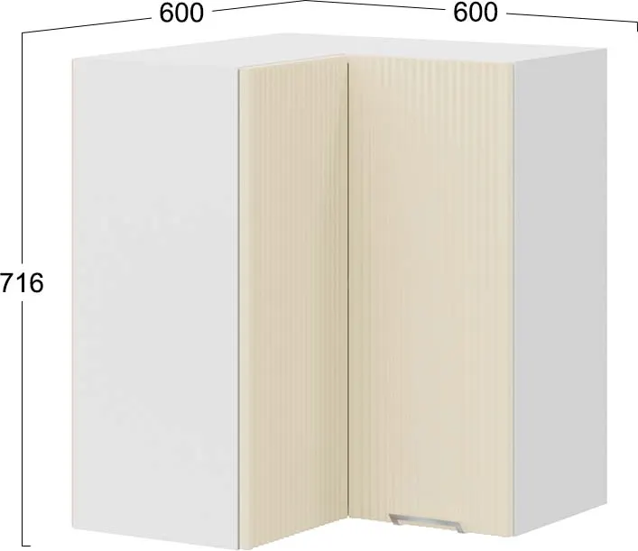 Шкаф навесной для кухни ТриЯ Кимберли 1В6УП угловой прямой (белый/крем) — фото 3