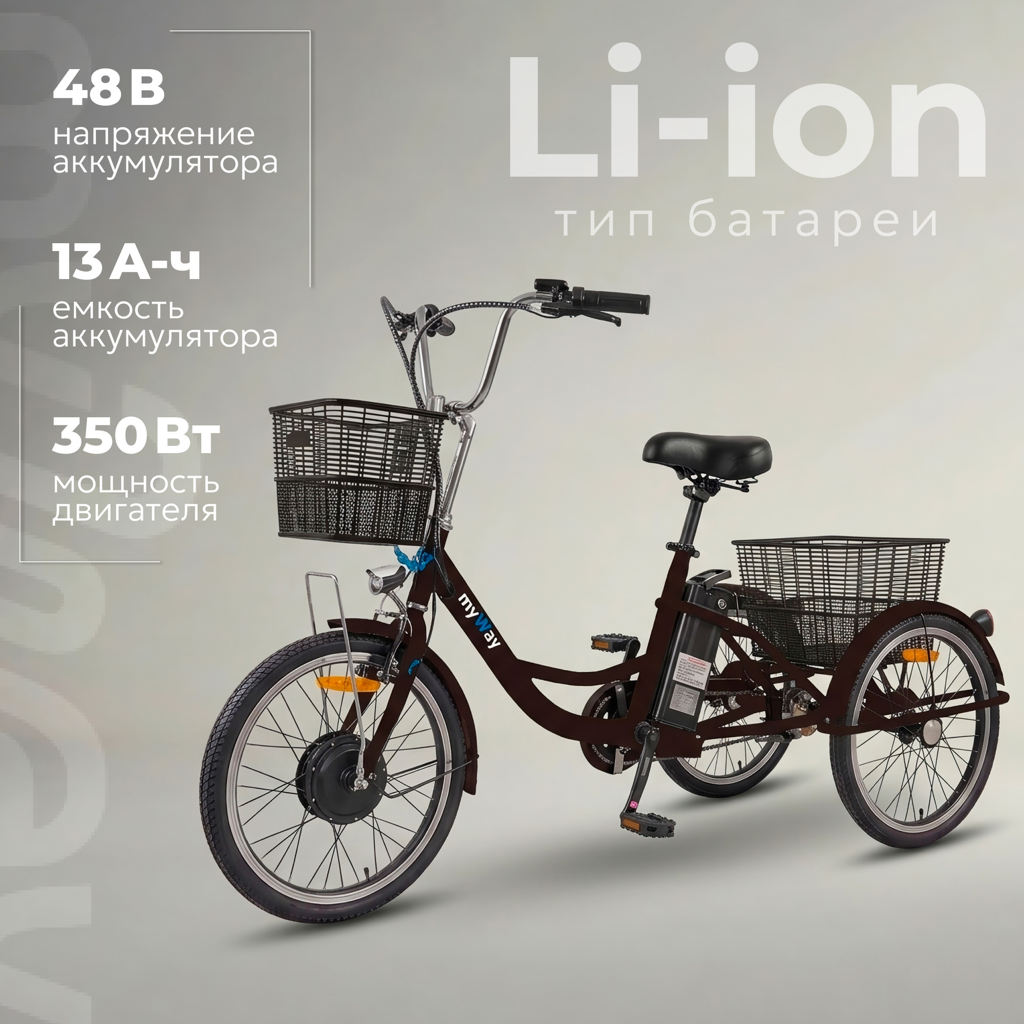 Электровелосипед MyWay Trike 350 Max 24 (15, черный) — фото 2