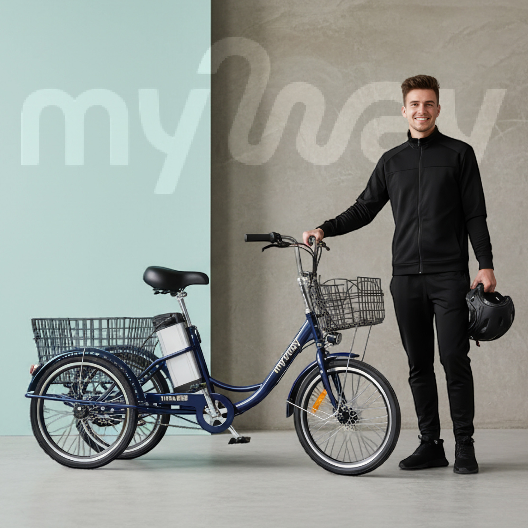 Электровелосипед MyWay Trike 350 Pro 24 (15, синий) — фото 3