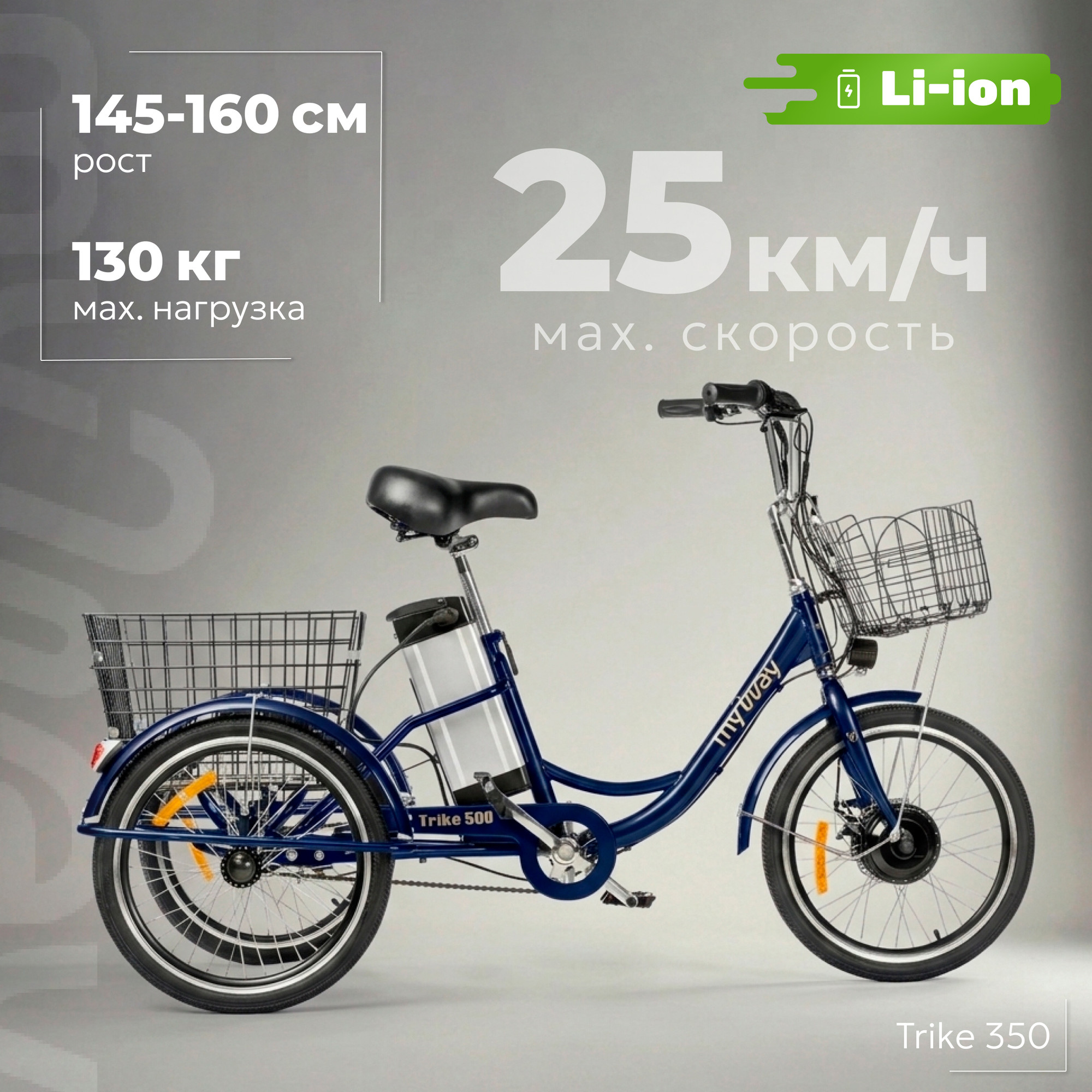 Электровелосипед MyWay Trike 350 Pro 24 (15, синий)