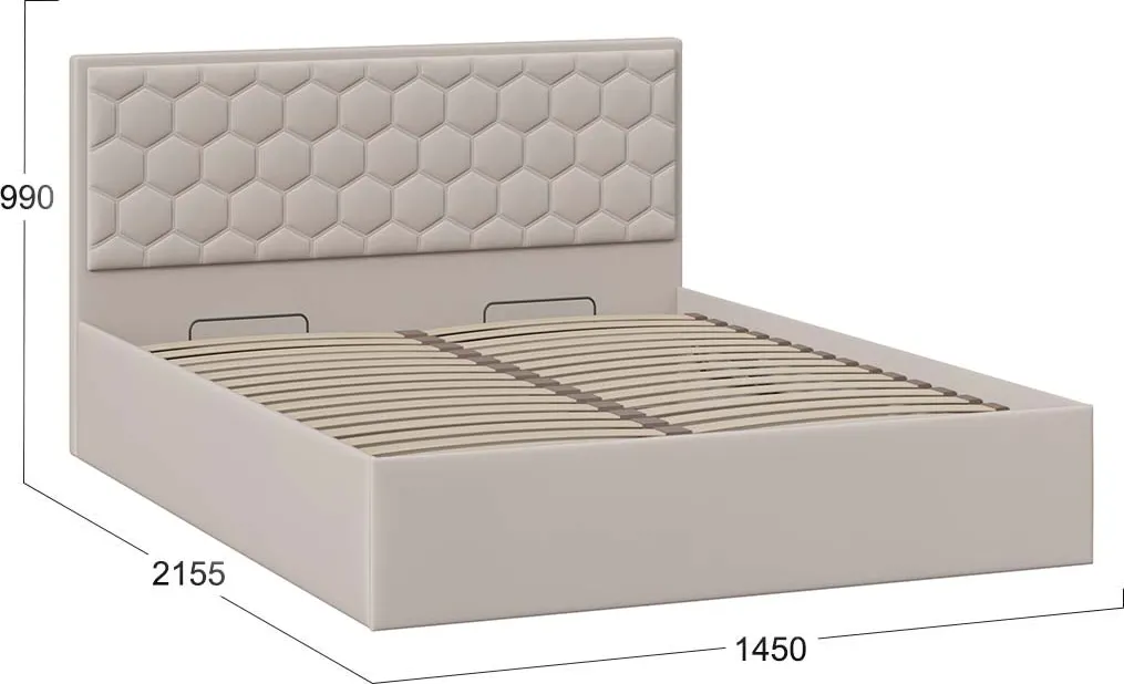Полуторная кровать ТриЯ Порто Универсальная с ПМ 140x200 и заглушиной (велюр Confetti Smoke) — фото 4