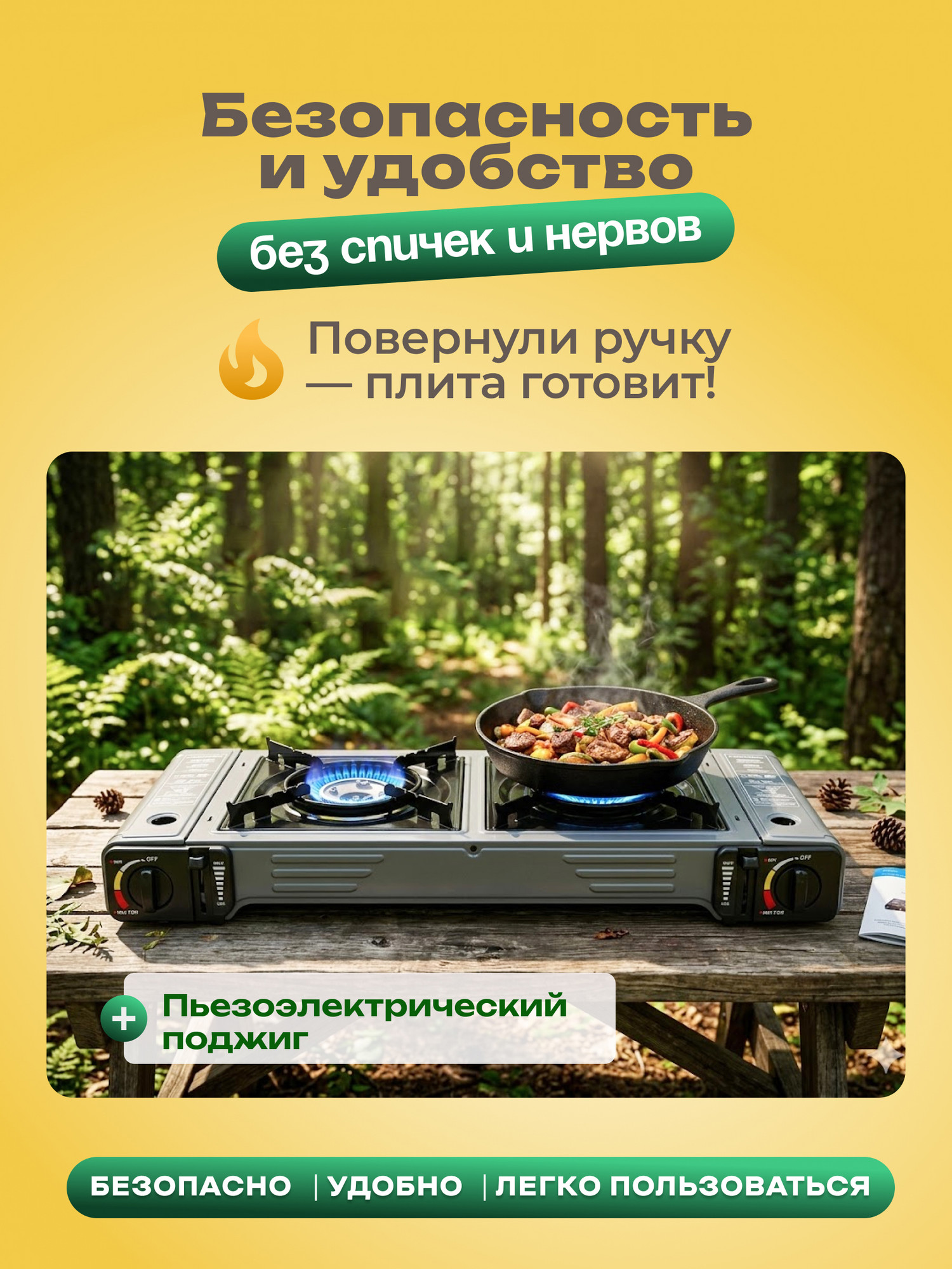 Плита туристическая Coyote ZD-300-A (темно-серый) — фото 6