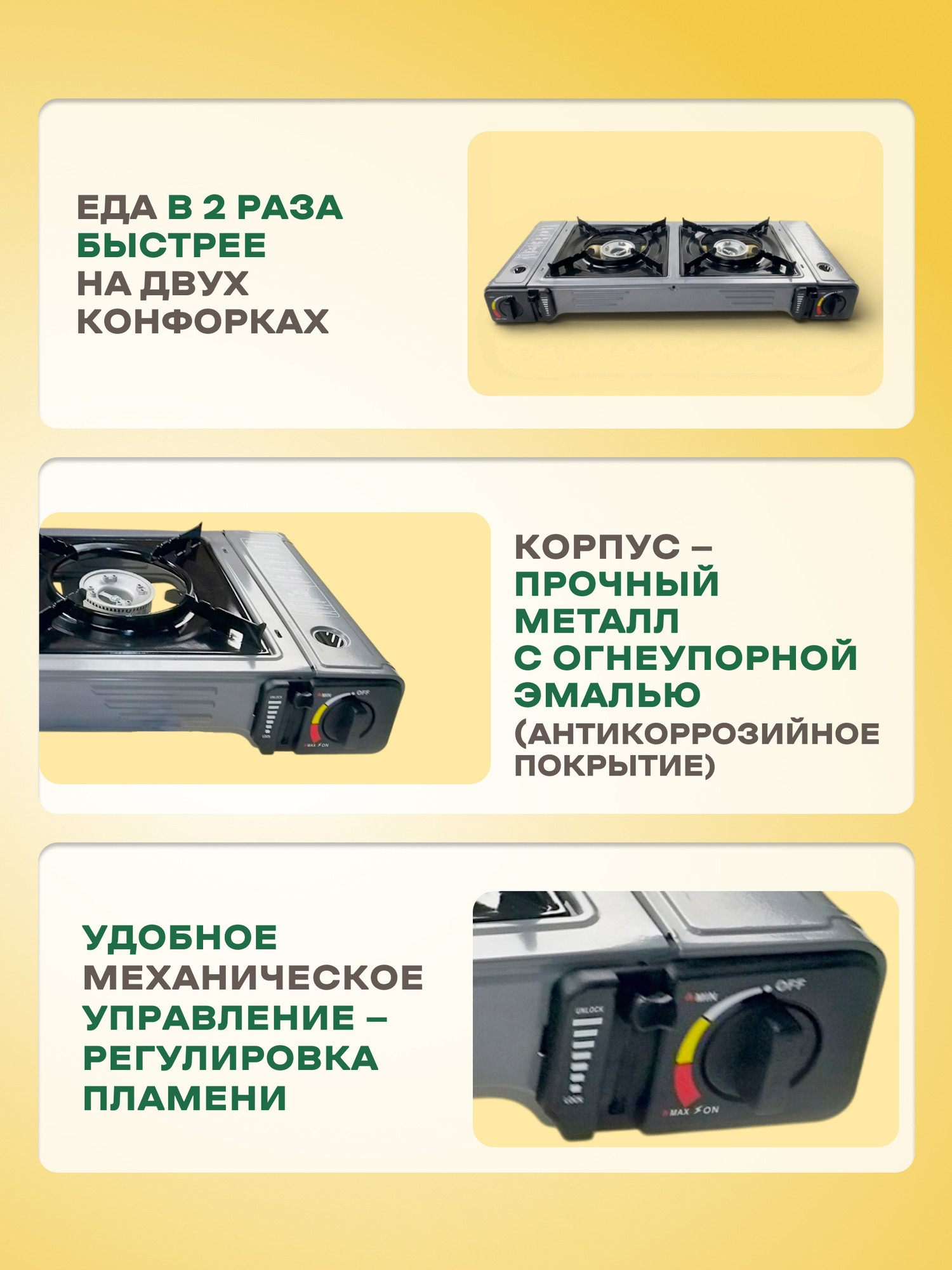 Плита туристическая Coyote ZD-300-A (темно-серый) — фото 4