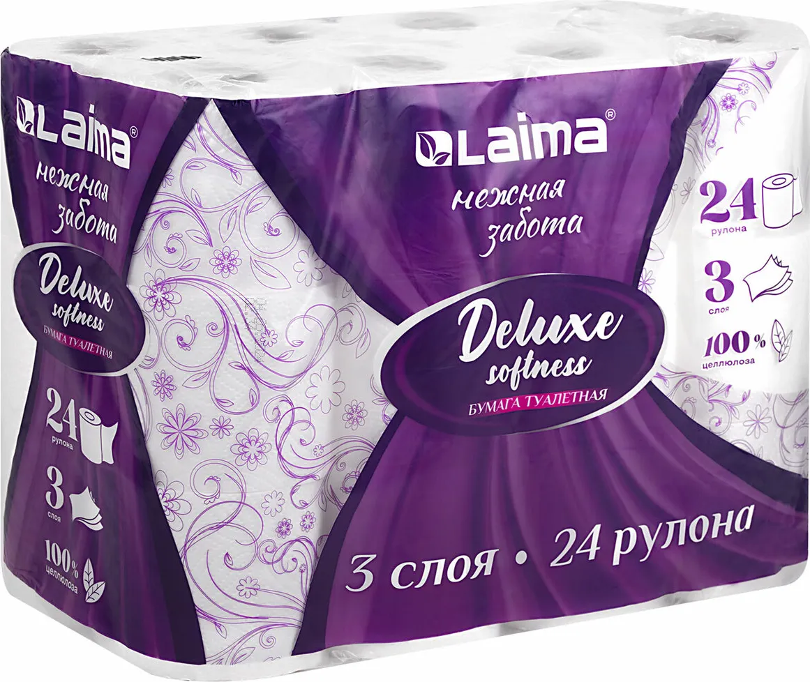 Туалетная бумага Laima Deluxe 3сл / 115397 (24рул)