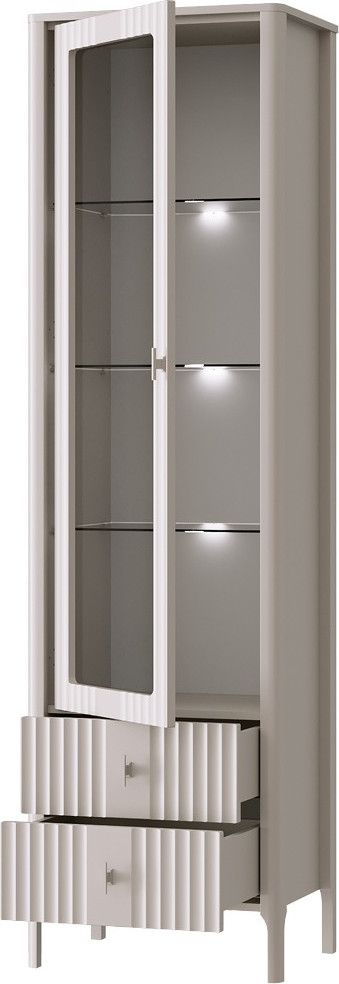 Шкаф-пенал с витриной Black Red White Dalia REG1W2S с подсветкой (персидский жемчуг) — фото 3