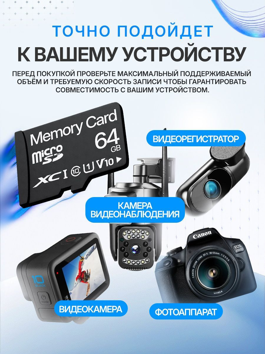 Карта памяти Memory 64GB Class 10 (без адаптера) — фото 4