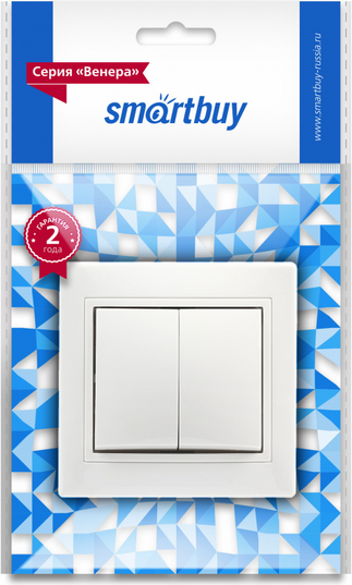 Выключатель SmartBuy Венера SBE-01w-10-SW2-0-c (белый, керамика) — фото 3