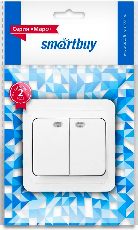 Выключатель SmartBuy Марс SBE-02w-10-SW2-1 (белый) — фото 3
