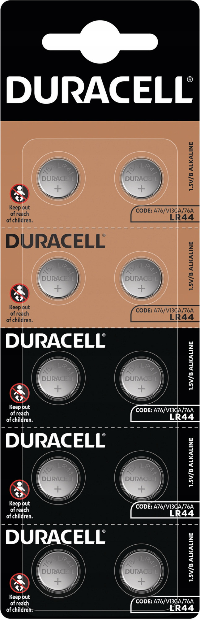 Комплект батареек Duracell A76/LR44 Alkaline 1.5V (10шт)
