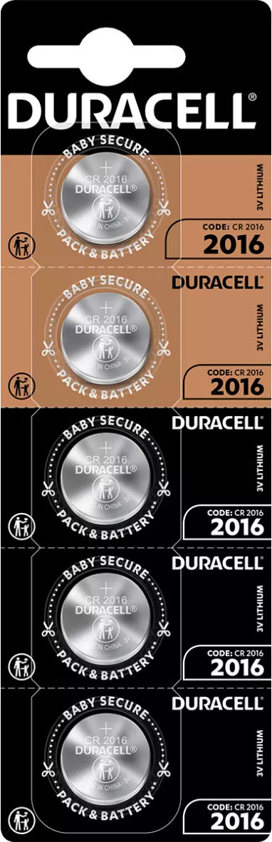 Комплект батареек Duracell CR2016 Lithium 3V (5шт)