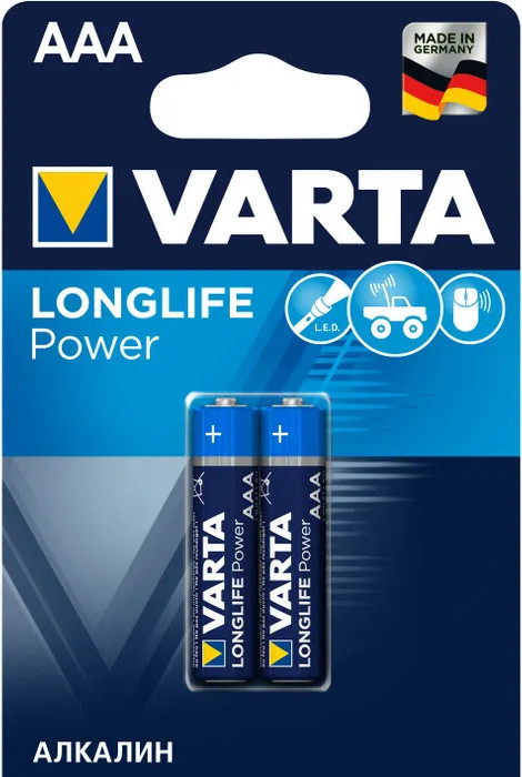 Комплект батареек Varta Longlife Power AAA/LR03 Alkaline 1.5V / 4903 121 412 (2шт)