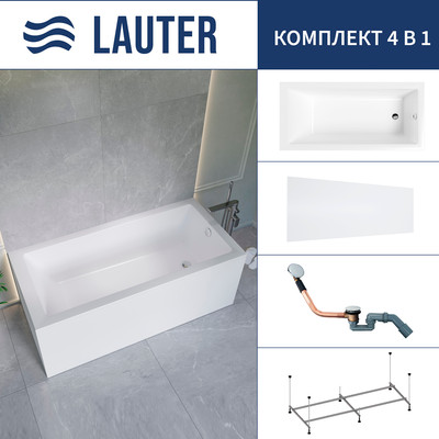 Ванна акриловая Lauter Athena 170x80 / 21090080 (с каркасом, лицевым экраном и сифоном 21Y11030 хром)