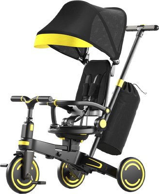 Трехколесный велосипед с ручкой Sundays Lux (черный)