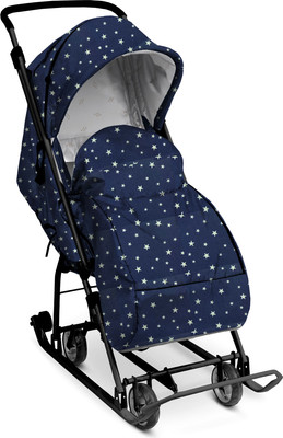 Санки-коляска Ника Наши Детки 3-1К / НДТ3-1К/СЗ (синий со звездочками)
