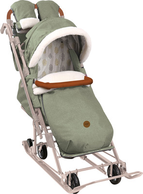 Санки-коляска Ника Детям 7-8К / НД7-8К/ОЛ (оливковый/бежевый каркас)