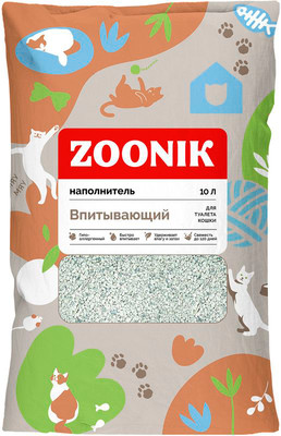Наполнитель для туалета ZOONIK Впитывающий / 06272 (10л)