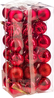 Набор шаров новогодних Ausini B8145RD (красный, 36шт)