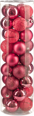 Набор шаров новогодних Ausini VT25-04019-8 (темная роза, 36шт)