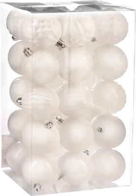 Набор шаров новогодних Ausini B8028WT (белый, 30шт)