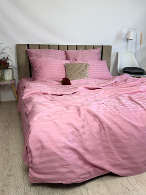 Комплект постельного белья Samsara Страйп-сатин 2сп 50х70 (пудра, простыня на резинке)