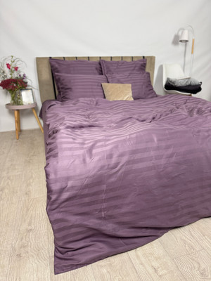 Комплект постельного белья Samsara Страйп-сатин Евро 70х70 (черника, простыня на резинке)