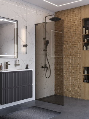 Душевая стенка BelBagno UNO-L-1-TB-90-BR-GM