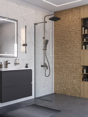 Душевая стенка BelBagno UNO-L-1-TB-90-C-GM