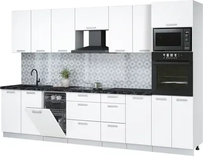 Кухонный гарнитур Интерлиния Мила Лайт 3.25-ПМ3  (белый платинум/белый платинум/кастилло темный)