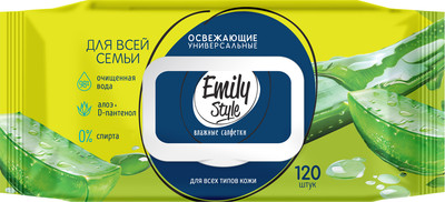 Влажные салфетки Emily Style Без запаха. Алоэ (120шт)