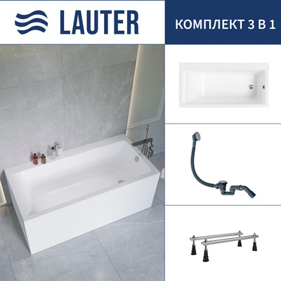 Ванна акриловая Lauter Seraphina 160x80 / 2112160R (с ножками и сифоном 21Y31000 хром)