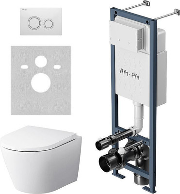 Унитаз подвесной с инсталляцией AM.PM ErgoFit Sense FlashClean IS110101.741701 (с сиденьем)