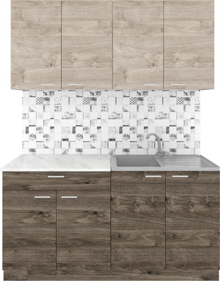 Кухонный гарнитур Агута Альфа 1.6 без столешницы (дуб эспрессо/дуб винтажный)