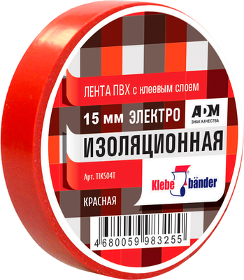 Изолента Klebebander ПВХ 15ммx20м  / TIK504T (красный)