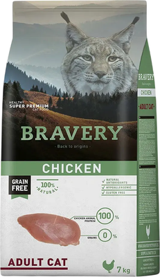 Сухой корм для кошек BRAVERY Монопротеиновый беззерновой с курицей (7кг)