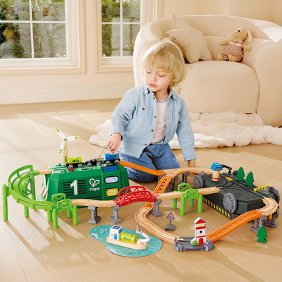 Железная дорога игрушечная Hape Железная дорога Ветро-солнечная электростанция / E3885_HP