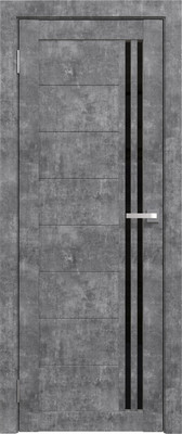 Дверь межкомнатная Юни Амати 26 60x200 (светлый бетон/стекло черное)