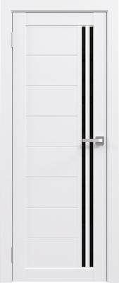 Дверь межкомнатная Юни Амати 26 90x200 (белая шагрень/стекло черное)