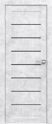 Дверь межкомнатная Юни Амати 01 60x200 (бетон снежный/стекло черное)