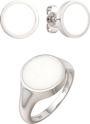 Комплект ювелирных украшений из серебра ZORKA Серьги 0300493, кольцо 0200354 (р.17.5)