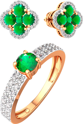 Комплект ювелирных украшений из розового золота ZORKA 3D2098.14K.R, 2D20201.14K.R (р.17.5)