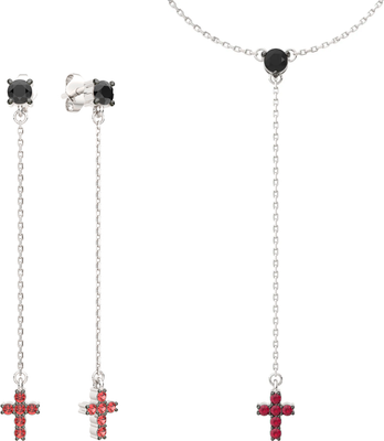 Комплект ювелирных украшений из серебра ZORKA Серьги 03101350, колье 05501350 40см