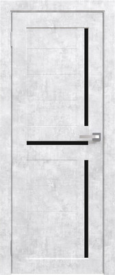 Дверь межкомнатная Юни Амати 18 60x200 (бетон снежный/стекло черное)
