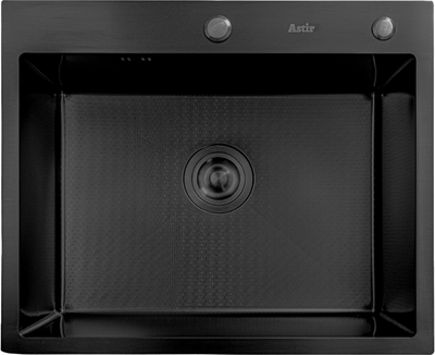 Мойка кухонная Astir PVD Black Decor 60x50B (с сифоном, дозатором и коландером)