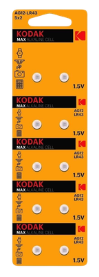 Комплект батареек Kodak Max Button Cell AG12 LR1142 LR43 / KAG12-10