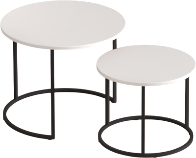 Комплект журнальных столиков Кортекс-мебель Кайзер-01 (белый софт/черный)