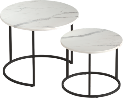 Комплект журнальных столиков Кортекс-мебель Кайзер-01 (мрамор белый матовый/черный)