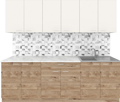 Кухонный гарнитур Агута Альфа 2.4 без столешницы (дуб золотой/сатин)