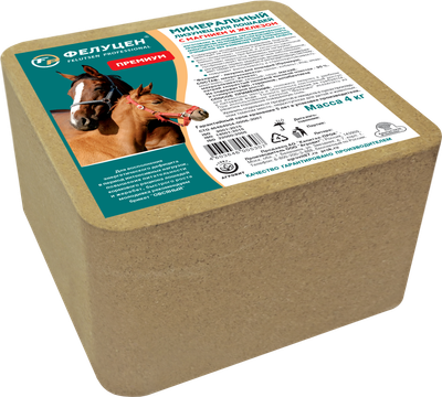 Кормовая добавка для сельскохозяйственных животных Агровит Фелуцен лизунец минеральный для лошадей (4кг)