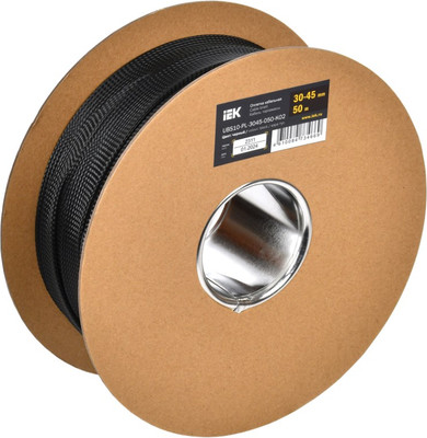 Кабельная оплетка IEK 30-45мм / UBS10-PL-3045-050-K02 (50м, черный)